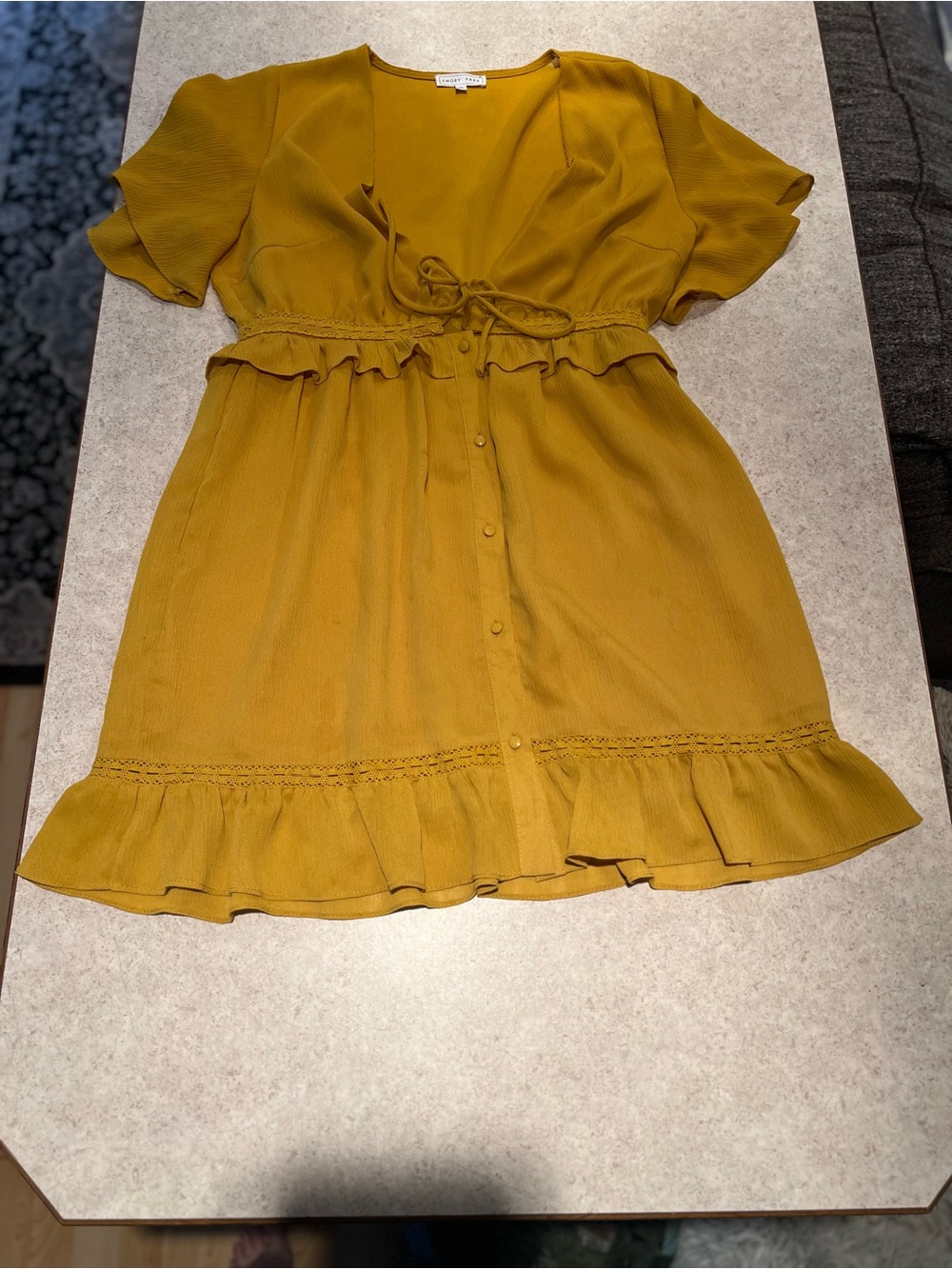 Mustard Ruffle Front-Tie